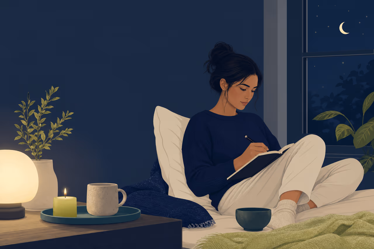 Editorial cover illustration about how to create a screen free wind down.