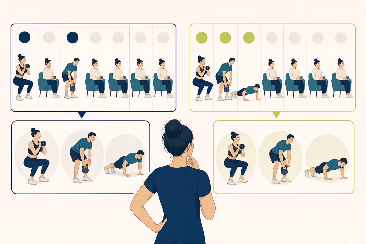 Editorial illustration about two vs three strength days for beginners.