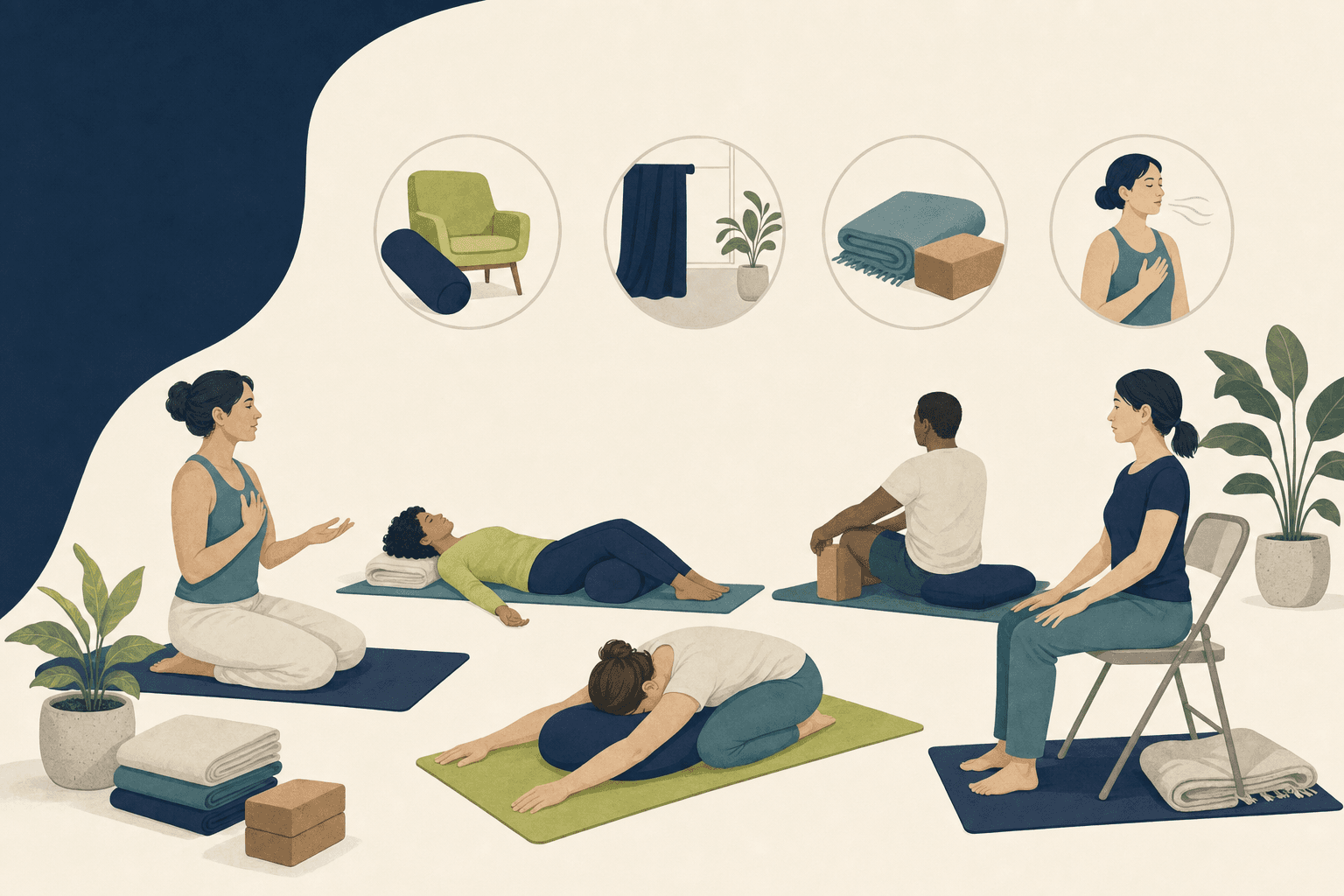 Editorial illustration about trauma informed yoga explained.