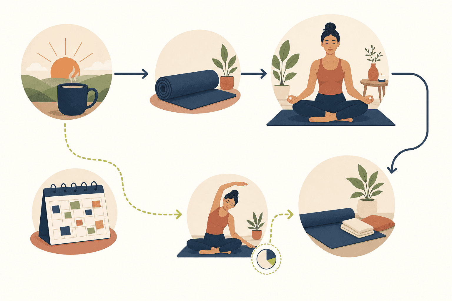 Diagram showing the 'If-Then' planning structure with examples for home yoga practice obstacles.