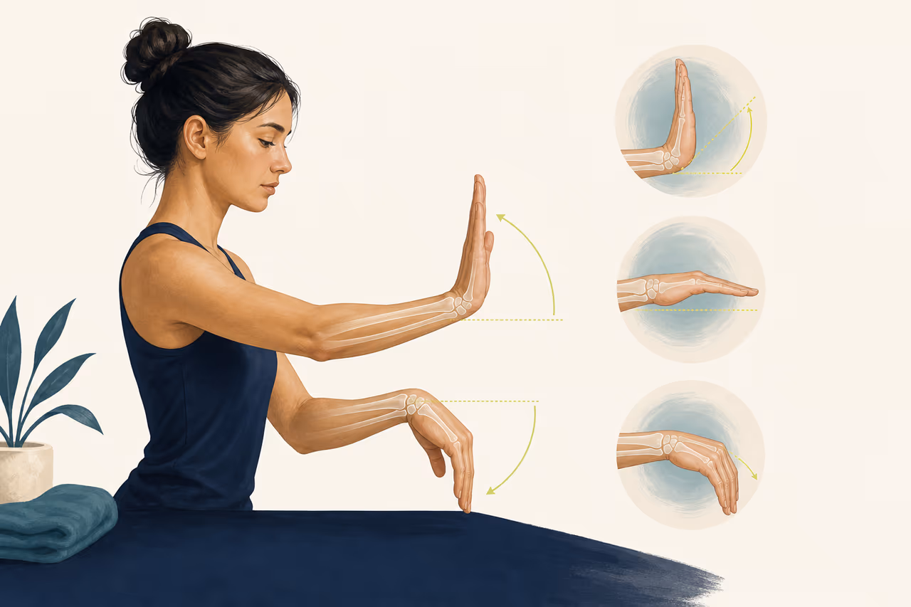 Editorial cover illustration about what wrist mobility means.