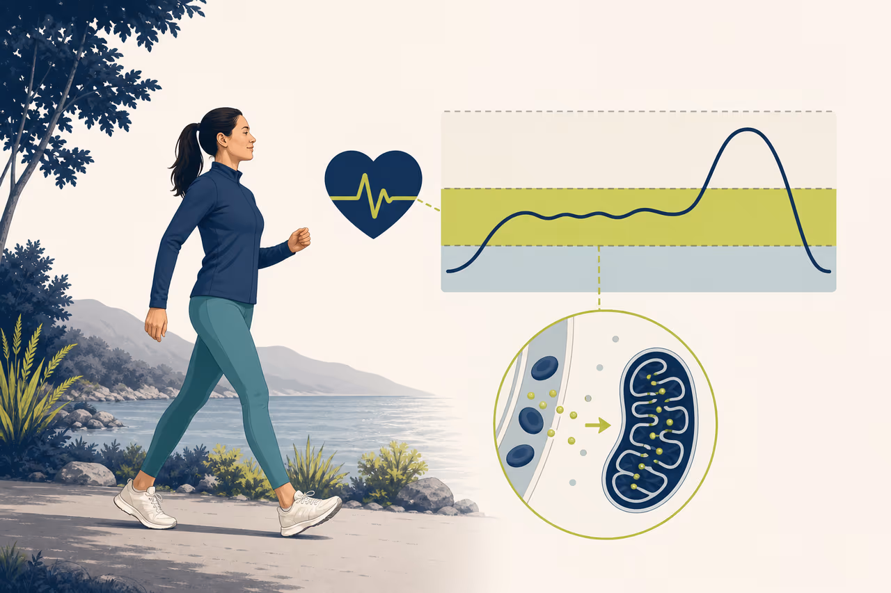 Editorial illustration about zone 2 cardio explained without the hype.