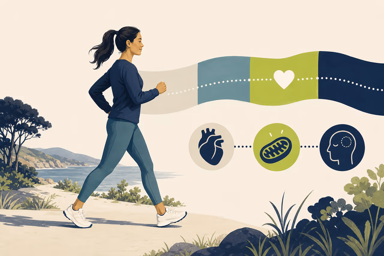 Editorial cover illustration about zone 2 cardio explained without the hype.