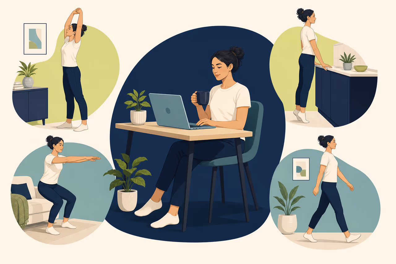 Editorial cover illustration about what are exercise snacks.