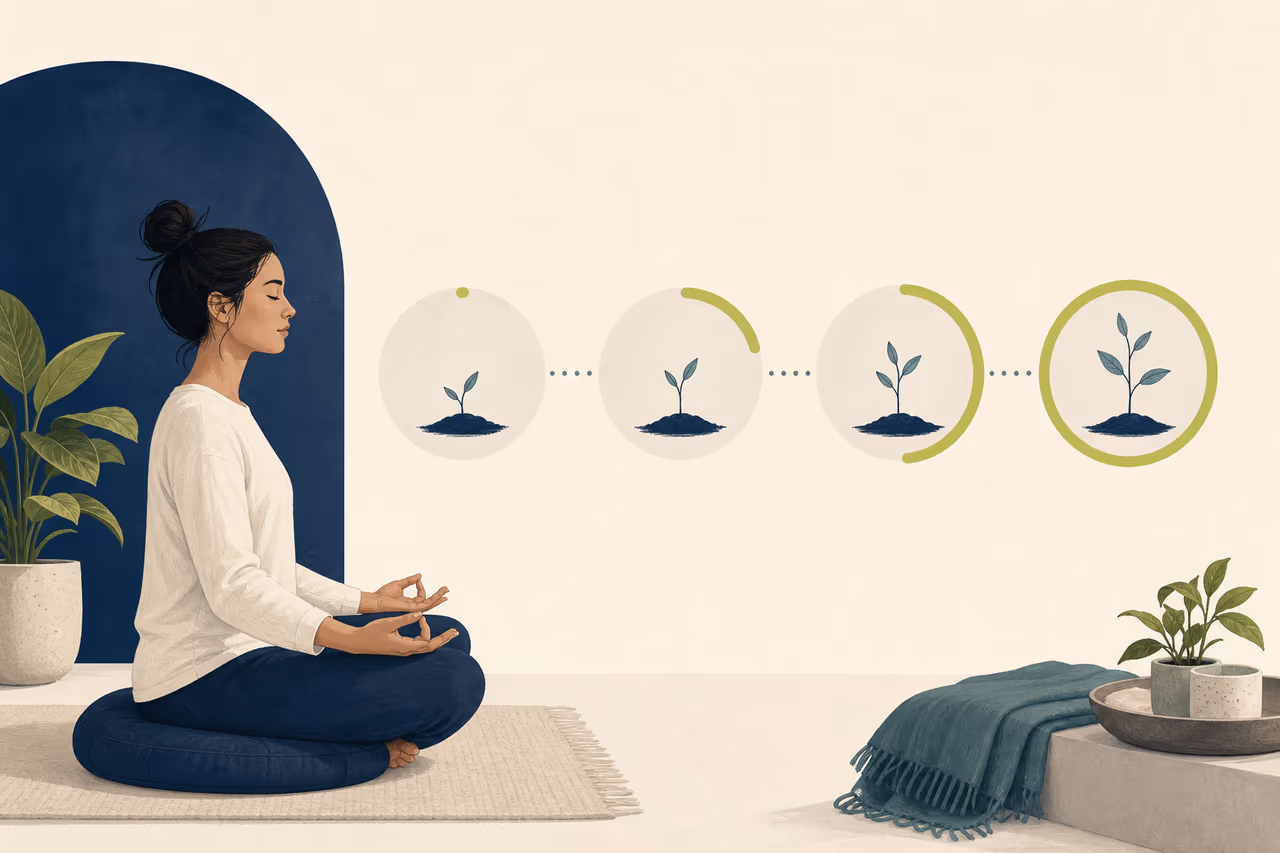 Editorial cover illustration about how long should beginners meditate.