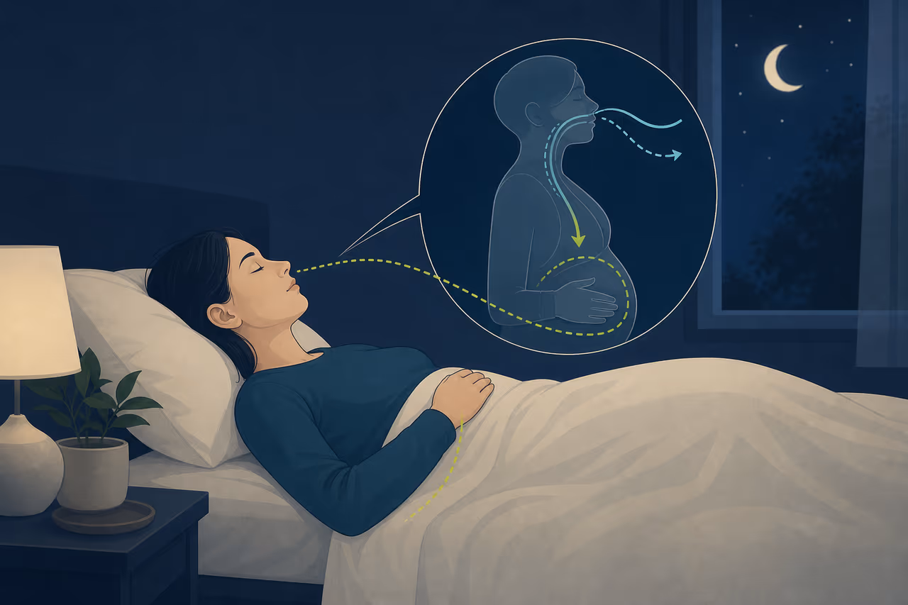Editorial illustration about slow breathing before sleep.