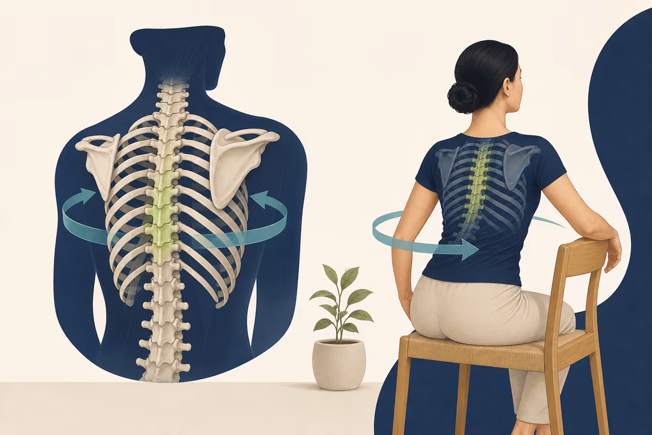 Editorial illustration about what thoracic mobility means.