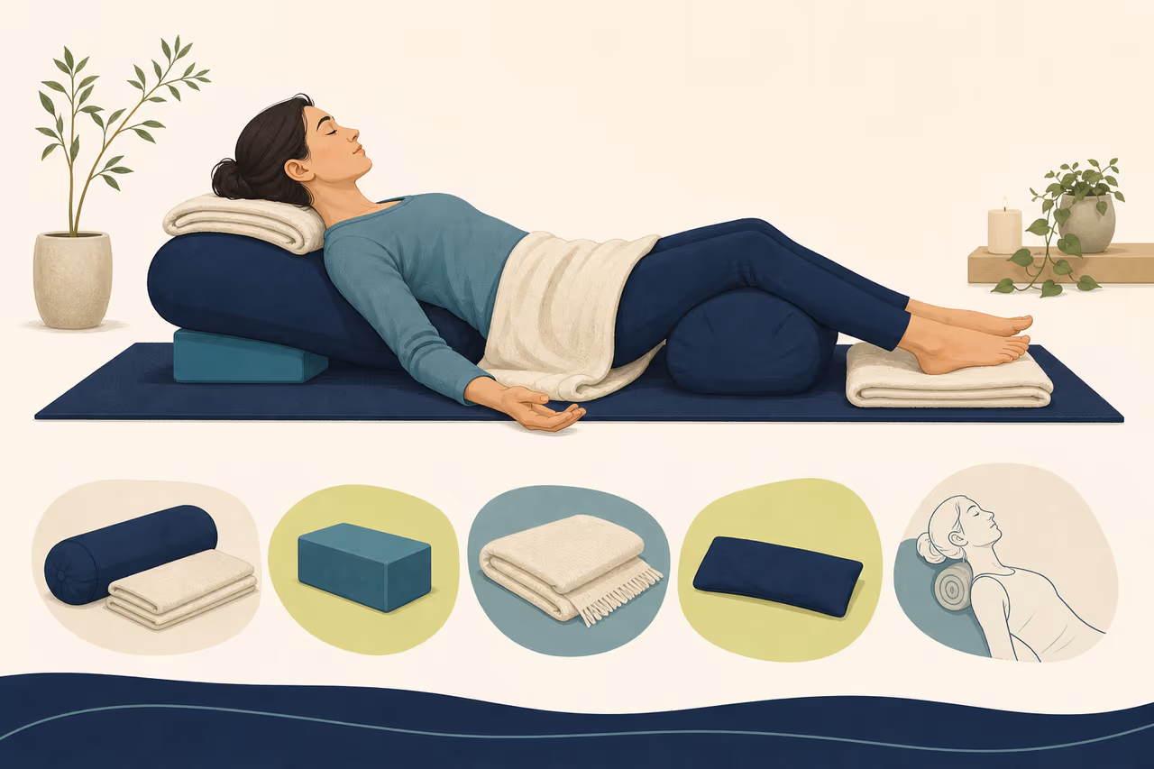 Editorial illustration about what is restorative yoga.