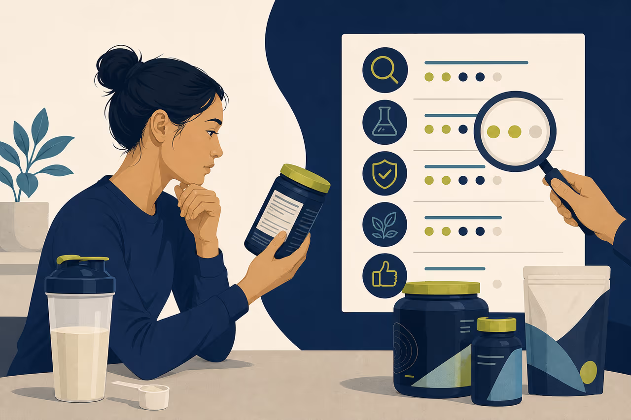 Editorial cover illustration about how to evaluate recovery nutrition claims.