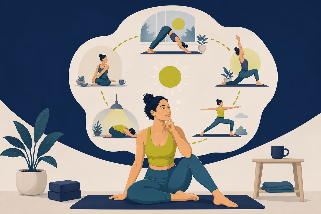 Editorial cover illustration about is it realistic to do yoga every day.
