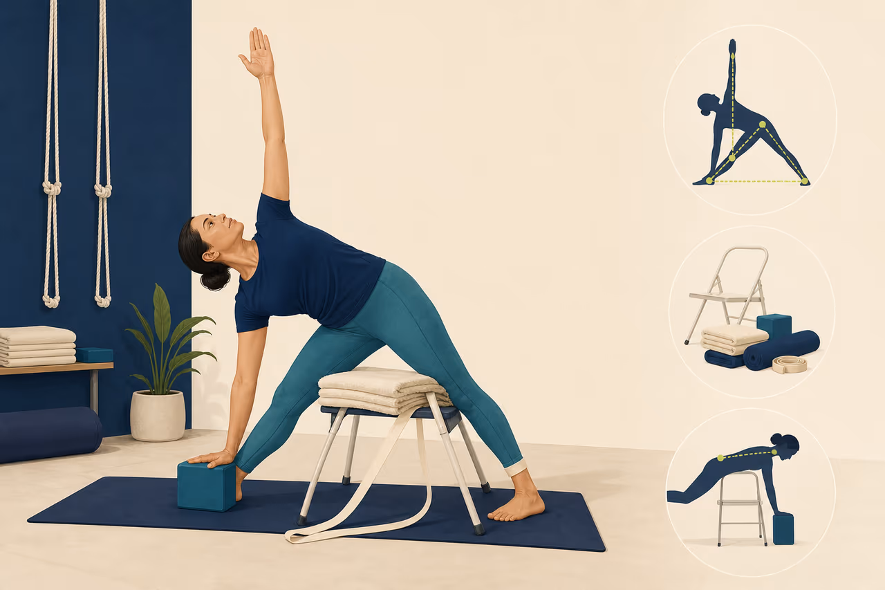Editorial cover illustration about what is Iyengar yoga.