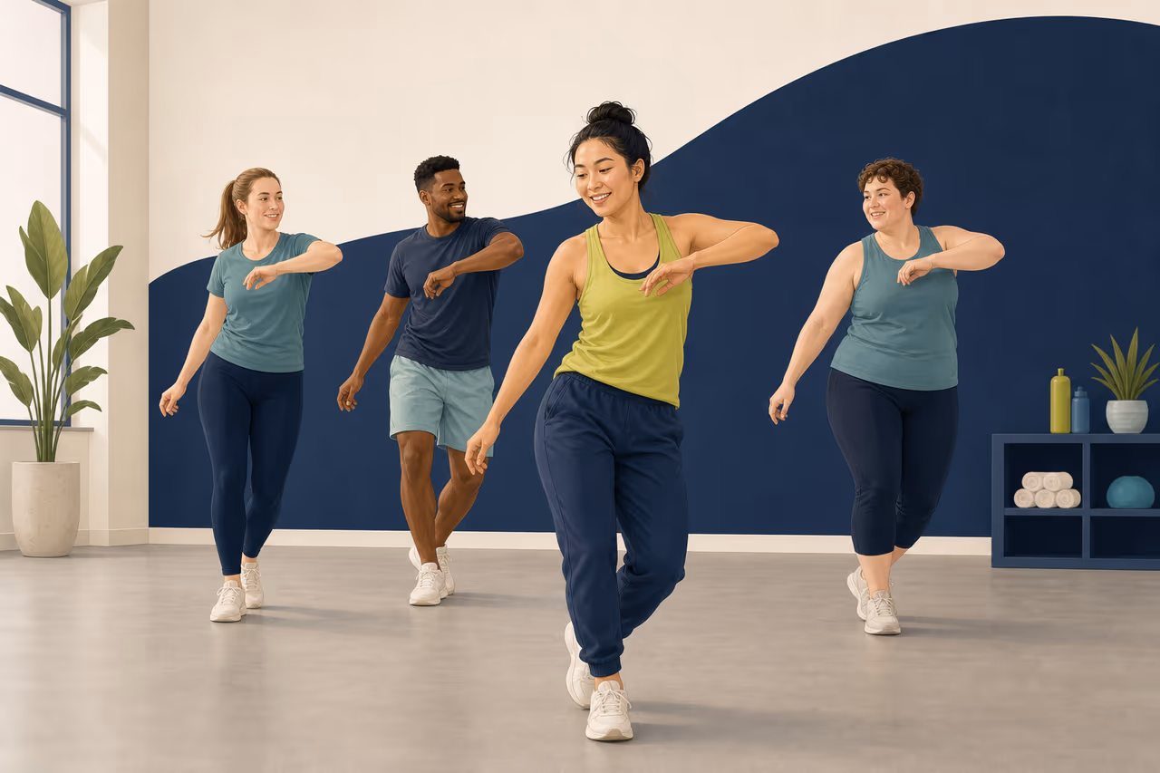 Editorial cover illustration about what to expect from beginner dance cardio.