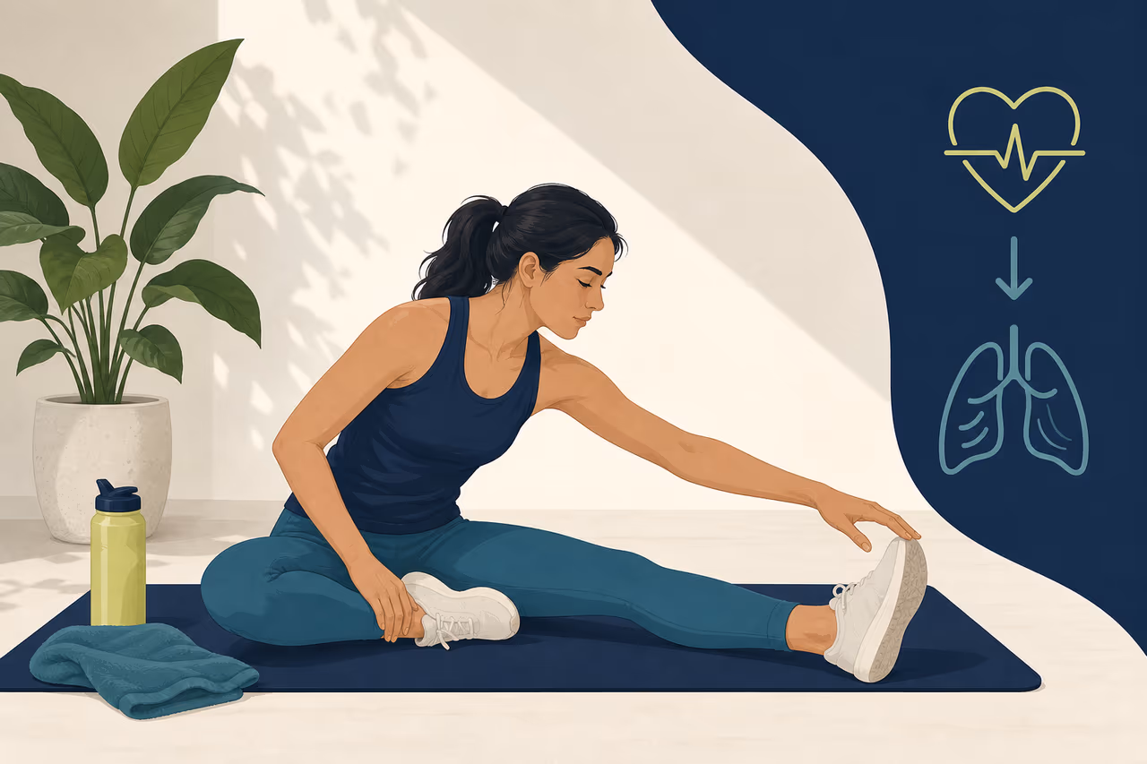 Editorial illustration about how to cool down after cardio.