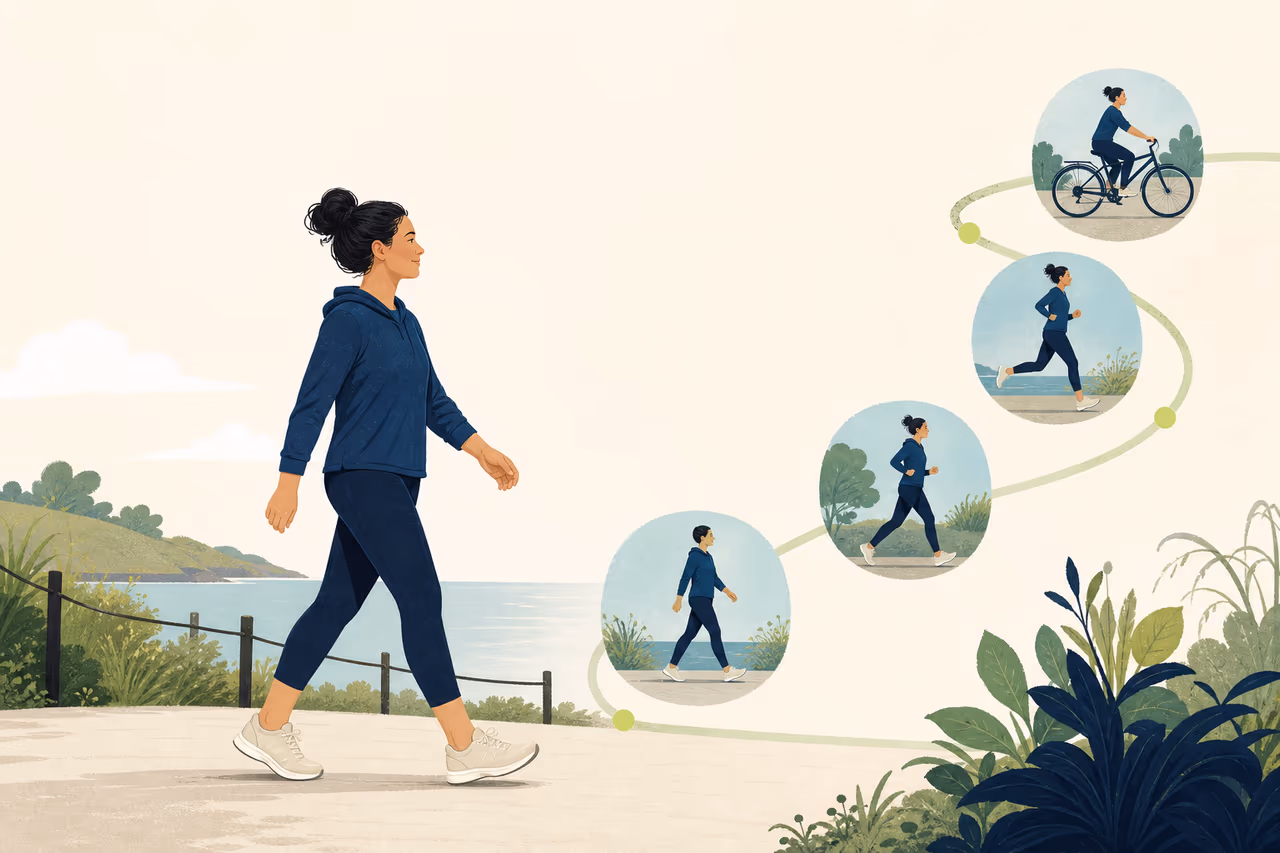 Editorial cover illustration about how to start cardio when you are inactive.