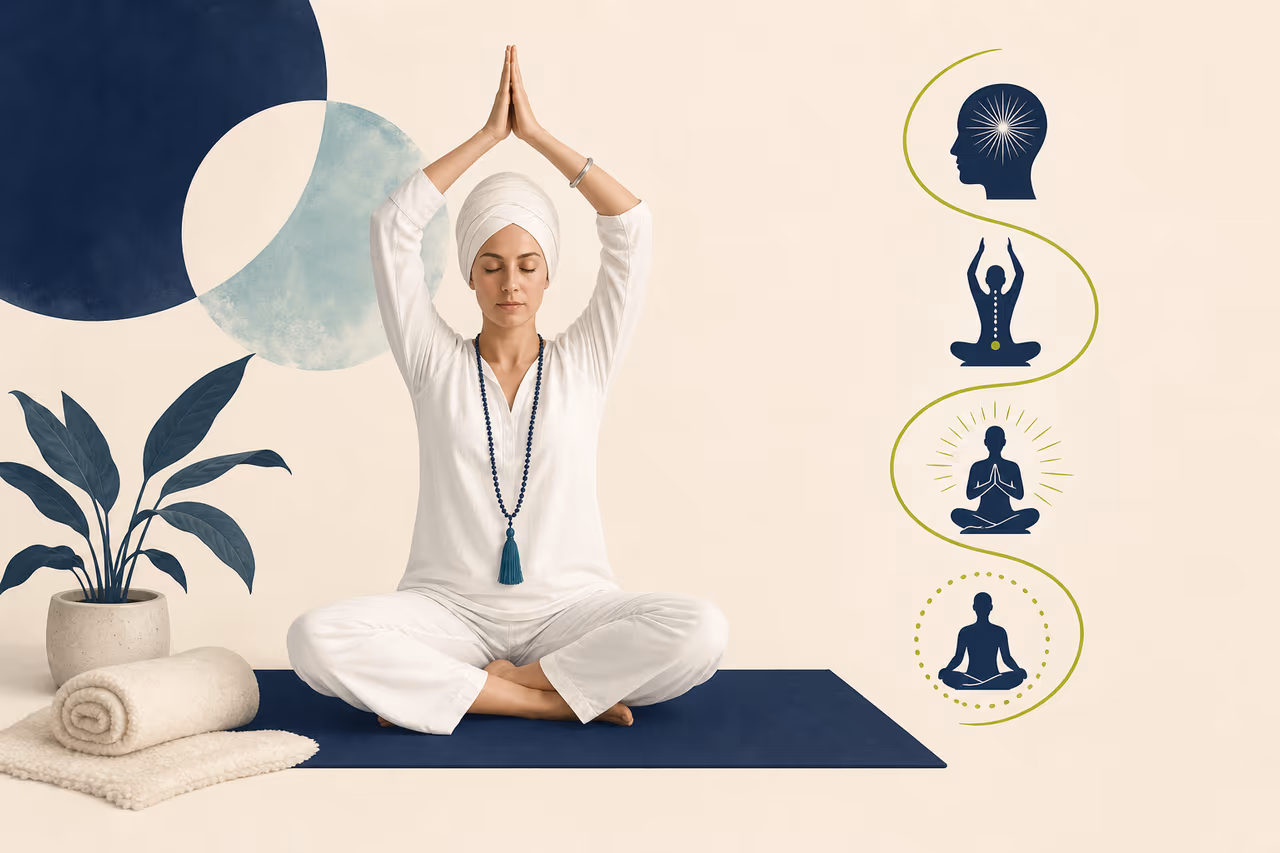 Editorial cover illustration about what is Kundalini yoga.