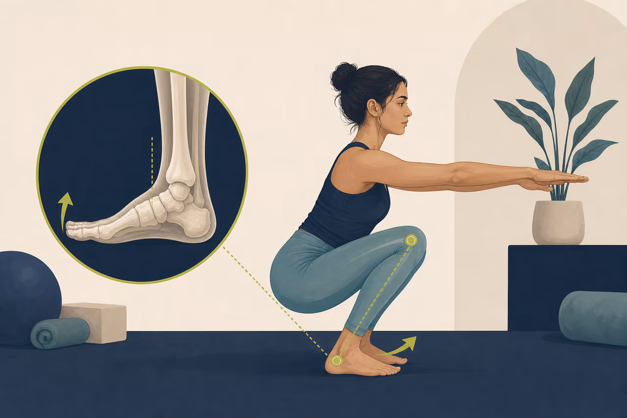 Editorial illustration about why ankle mobility matters in movement classes.