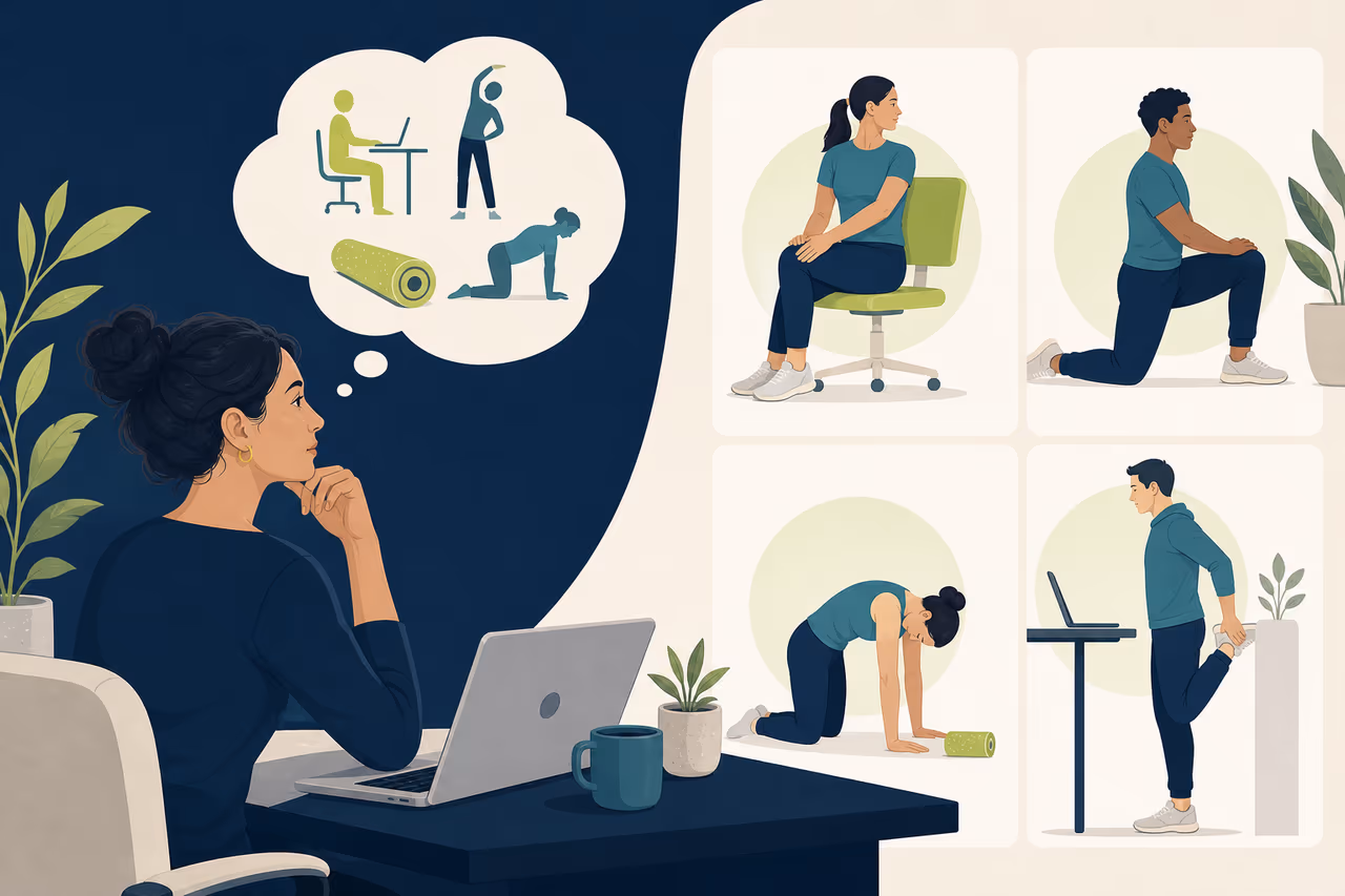 Editorial cover illustration about how to choose a desk mobility class.