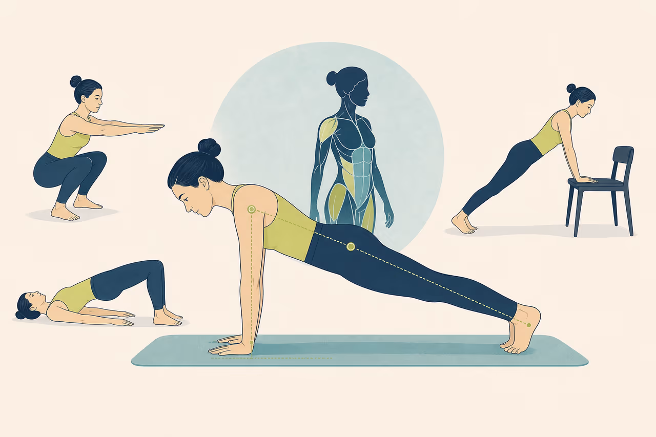 Editorial illustration about bodyweight strength basics.