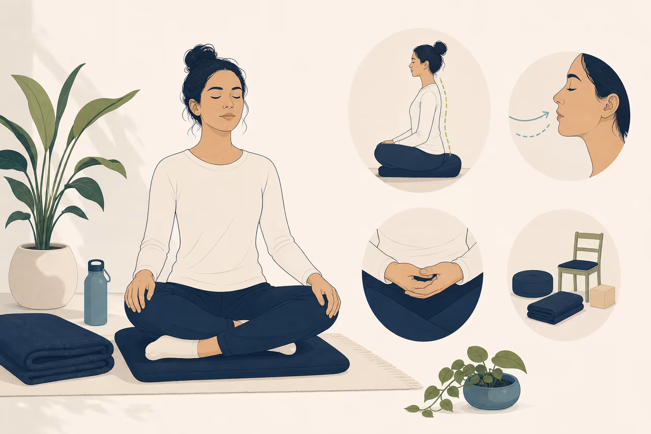 Editorial illustration about how to start meditating for beginners.
