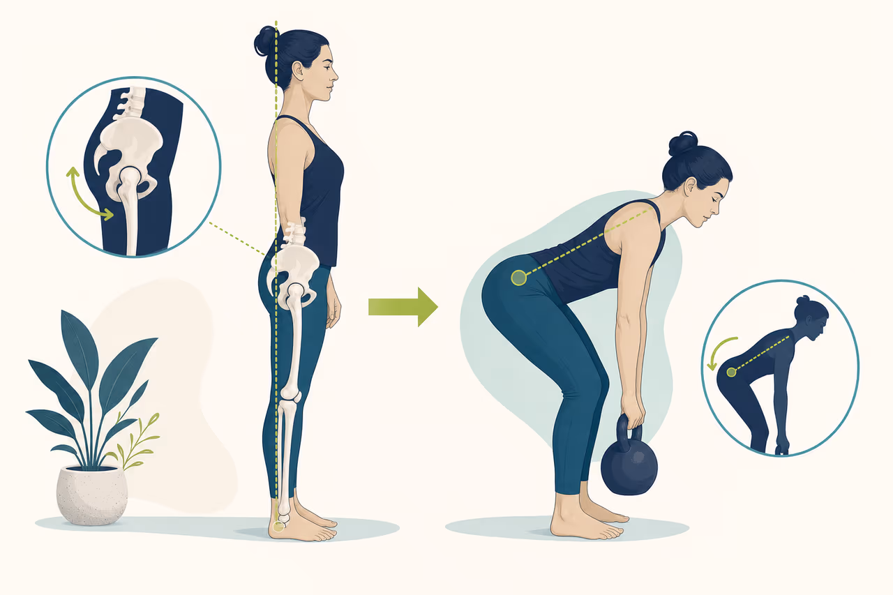 Editorial illustration about the hip hinge movement pattern explained.