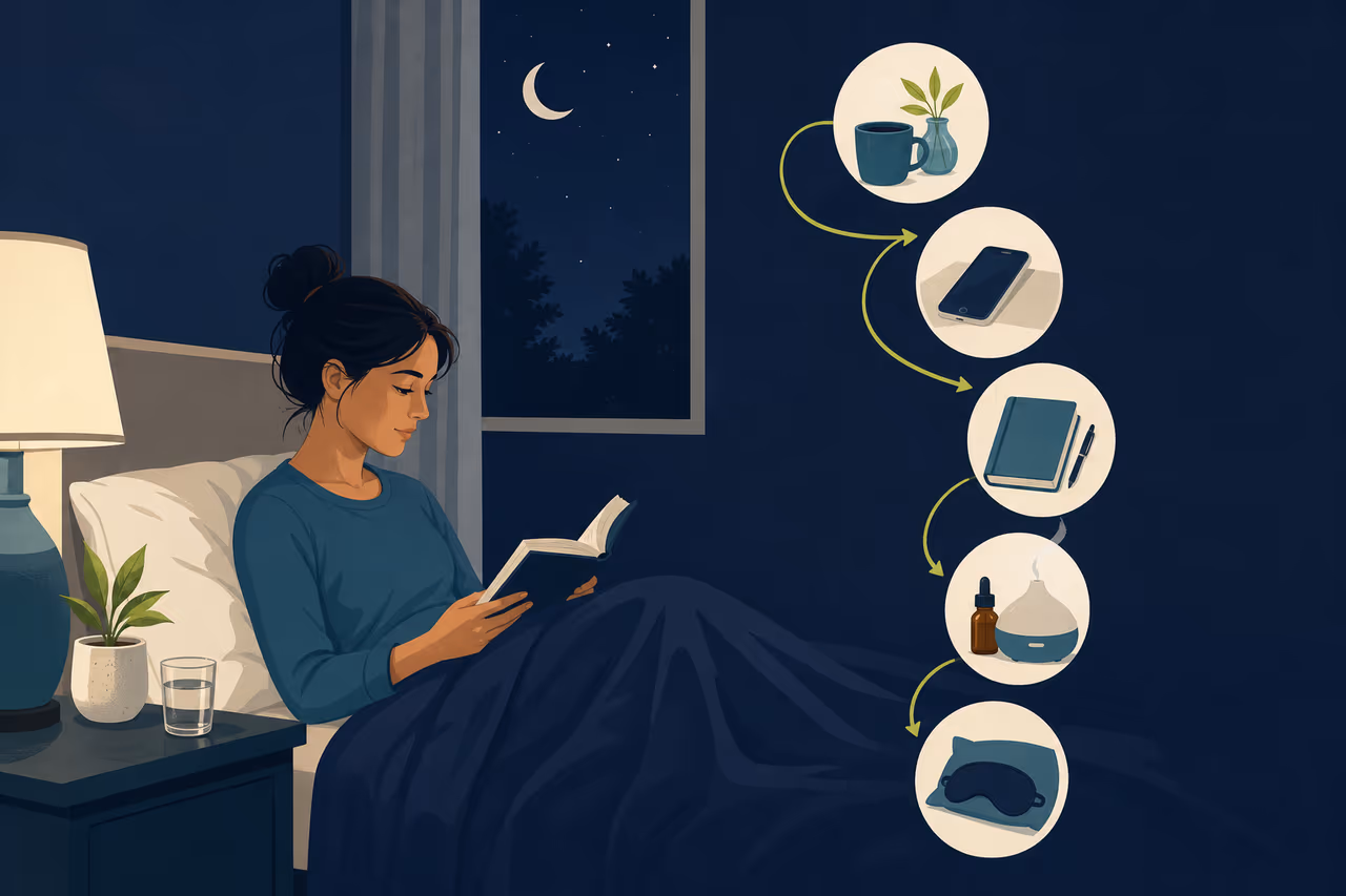 Editorial cover illustration about how to build a consistent sleep routine.