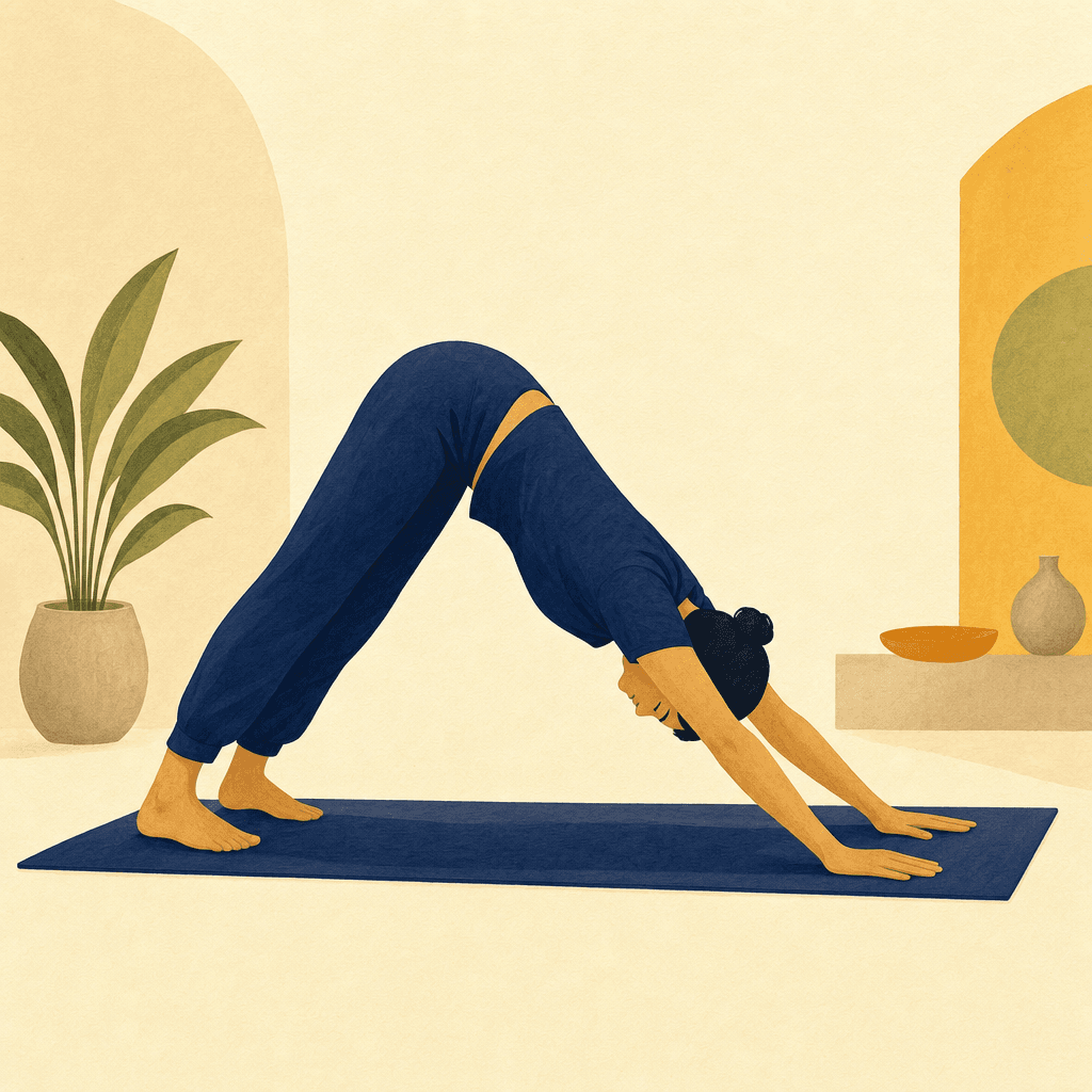 A practitioner returning to Mountain Pose with knees bent.
