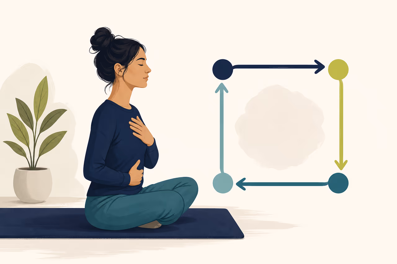 Editorial illustration about box breathing explained for beginners.
