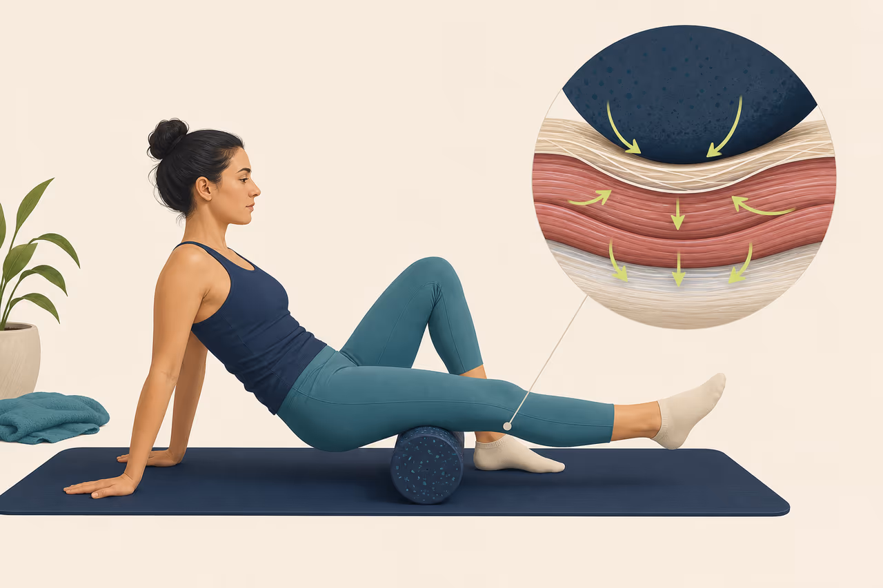 Editorial illustration about foam rolling for recovery.