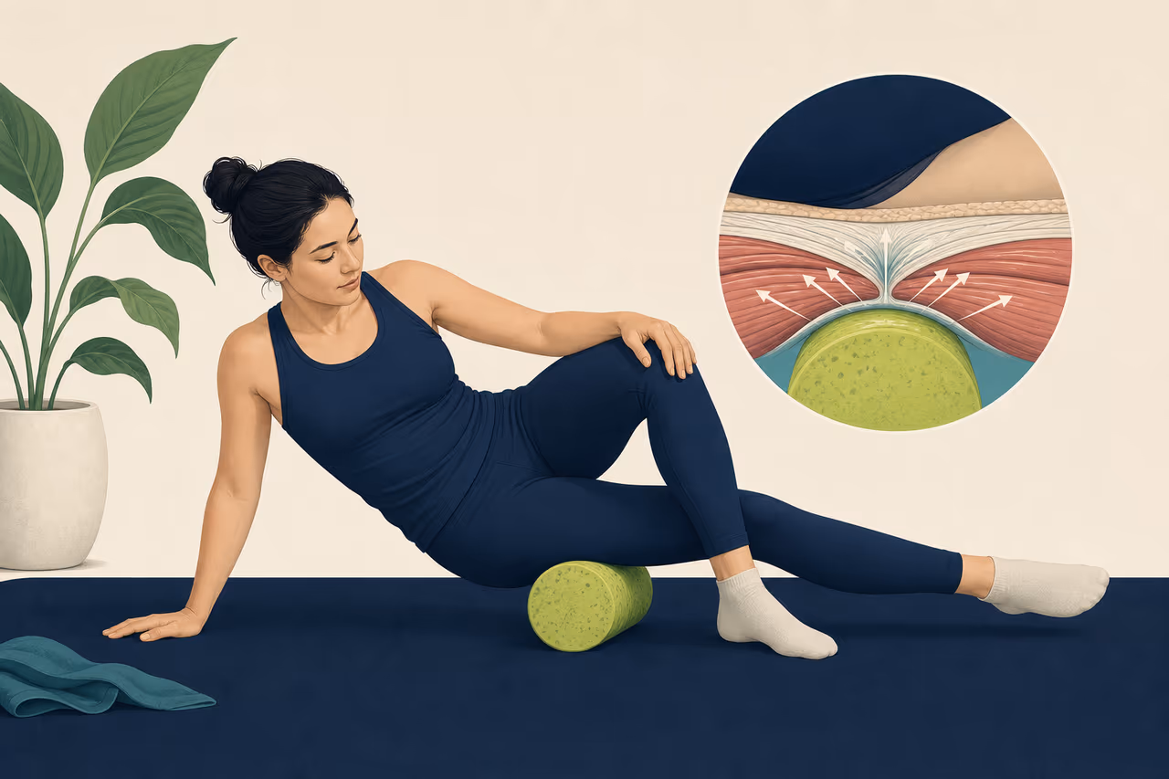 Editorial cover illustration about foam rolling for recovery.
