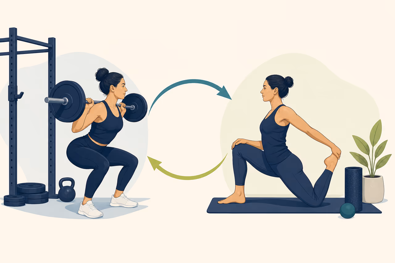 Editorial illustration about how mobility complements strength training.