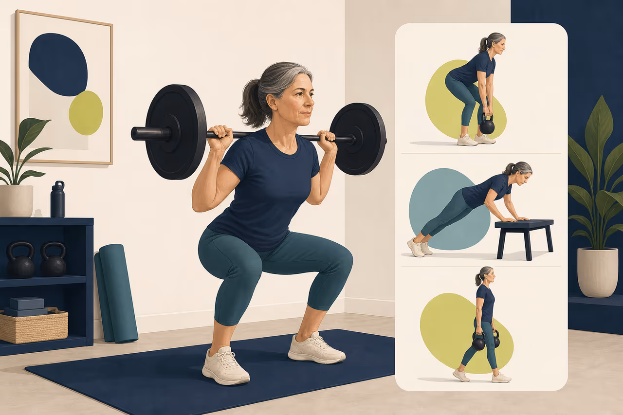 Editorial illustration about starting strength training after 40.