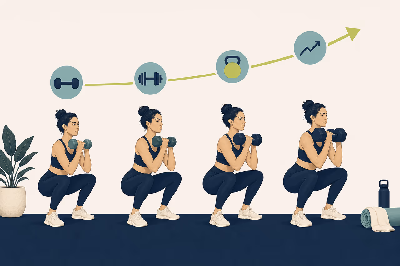 Editorial illustration about progressive overload explained for beginners.