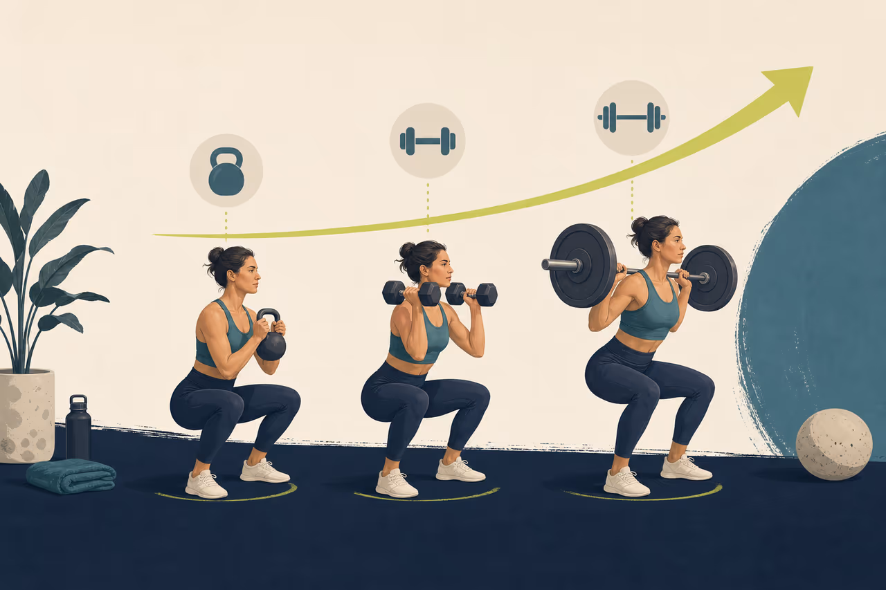 Editorial cover illustration about progressive overload explained for beginners.