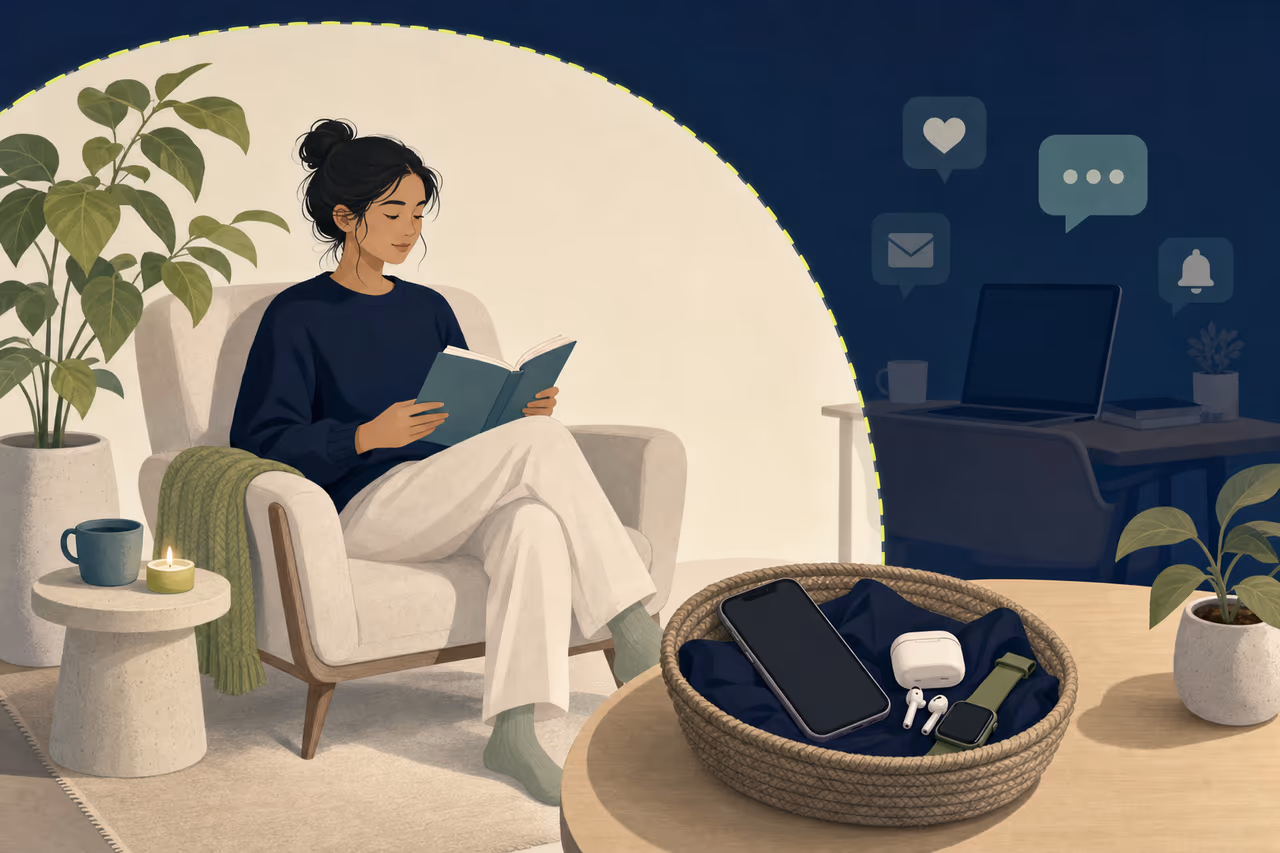 Editorial illustration about how to build healthier digital boundaries.