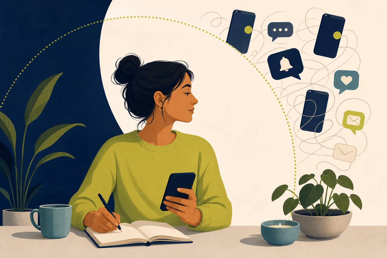 Editorial cover illustration about how to build healthier digital boundaries.