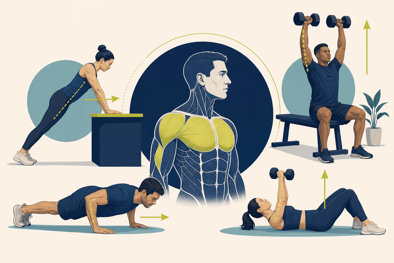 Editorial cover illustration about pushing movement patterns explained.