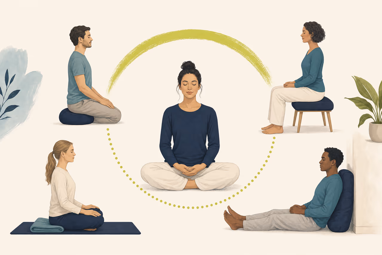 Editorial illustration about best sitting positions for meditation.