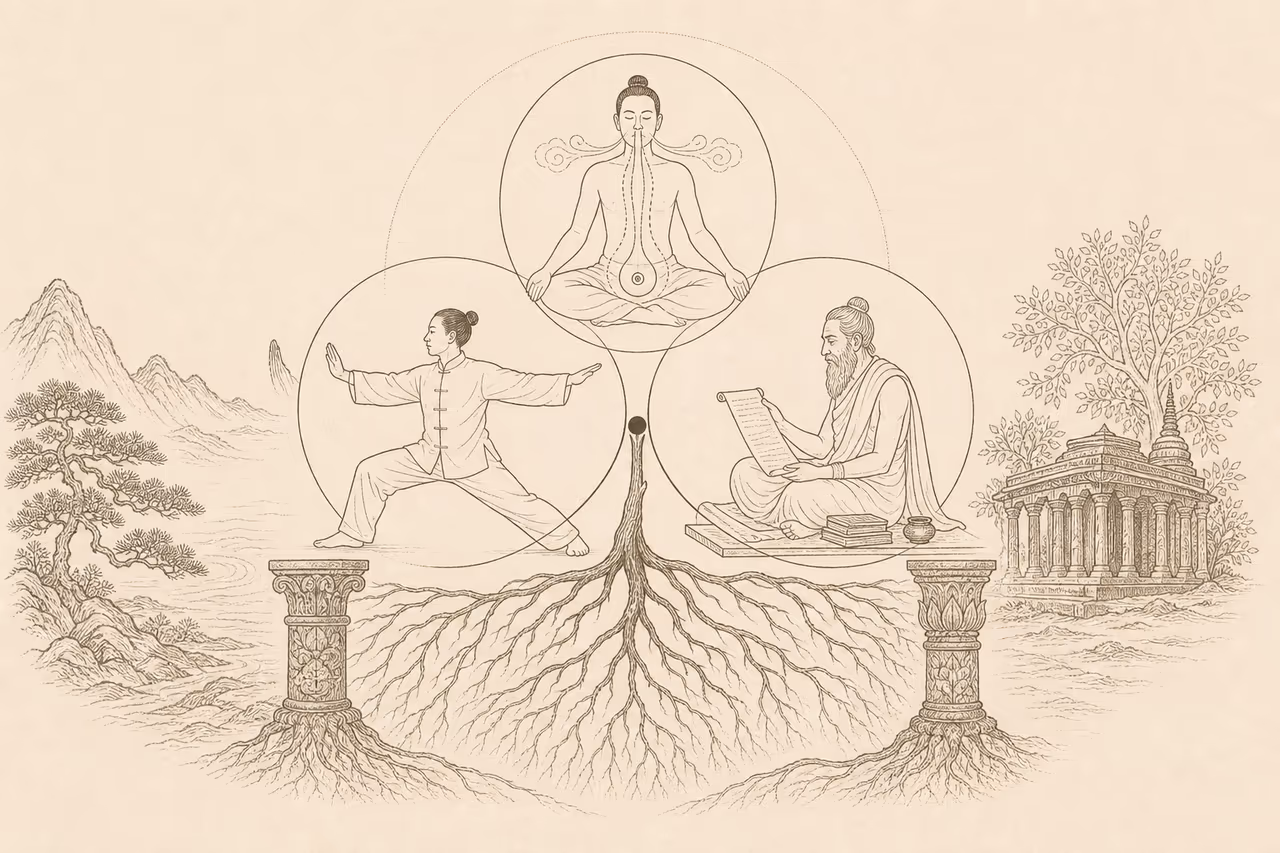 Line art representing shared philosophical roots.