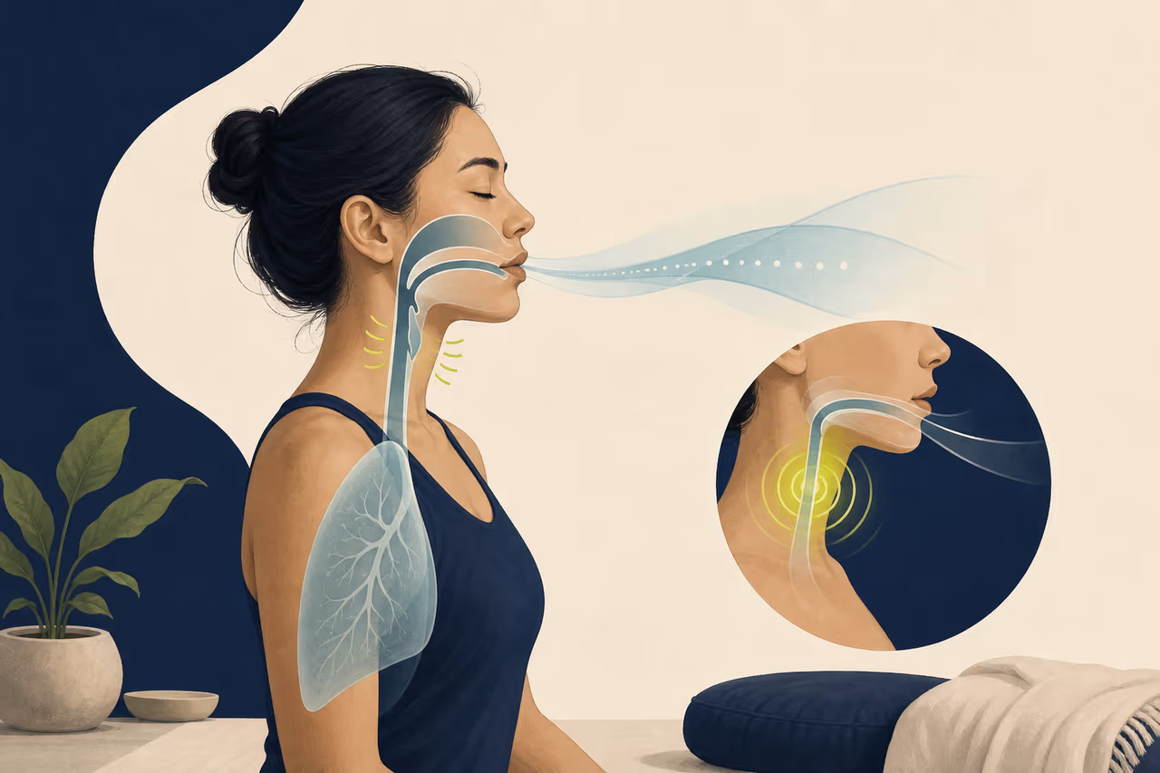 Editorial cover illustration about what is ujjayi breathing.