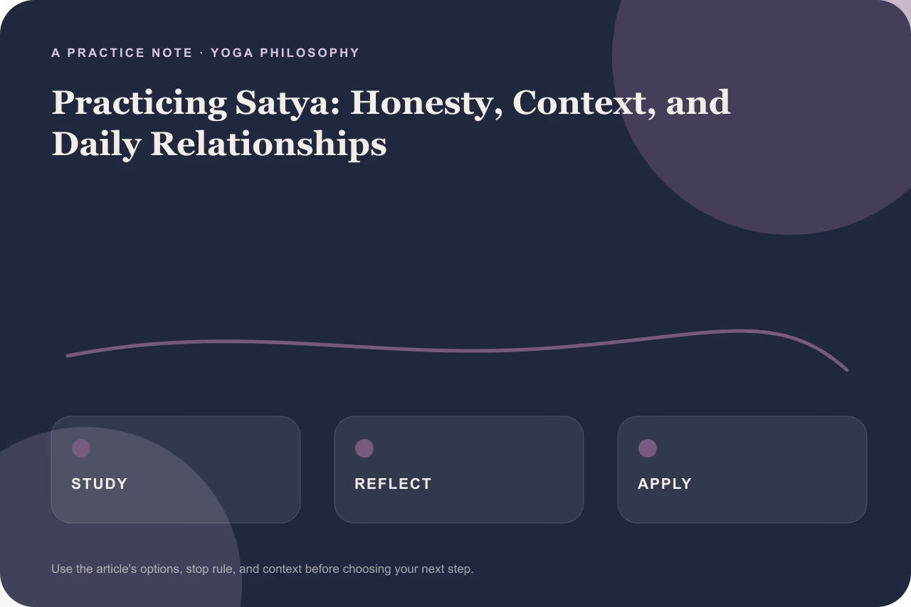 Editorial practice note for satya and honest speech in ordinary relationships.