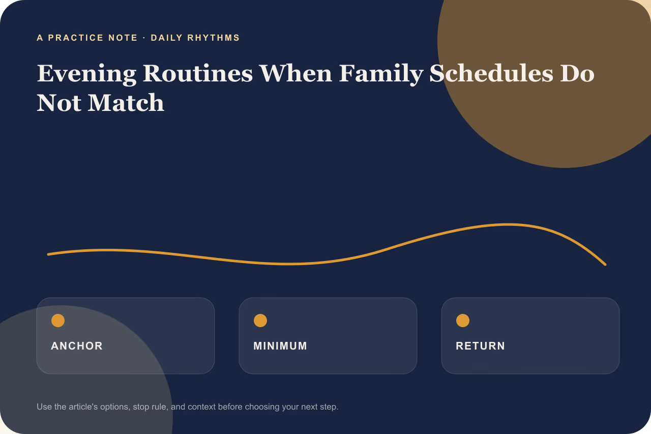 Diagram comparing rigid family evening schedules with flexible asynchronous personal anchors.