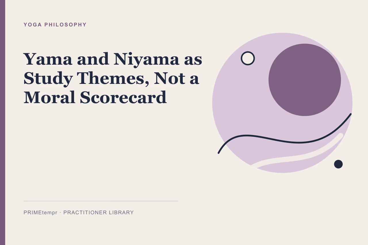 An open journal and a quiet study space representing thoughtful yoga philosophy exploration.