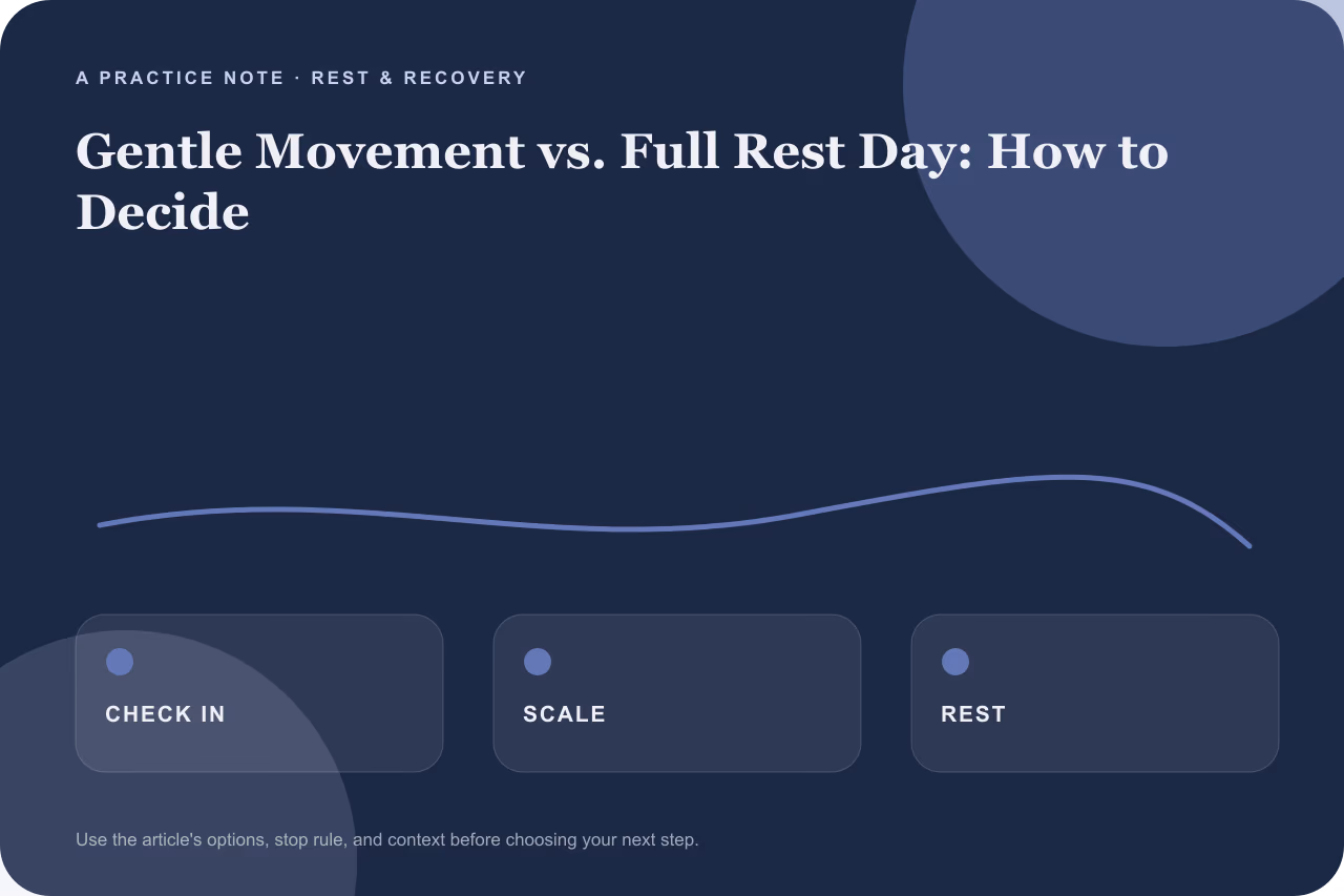 A simple decision flowchart comparing sleep, fatigue signals, and movement options.