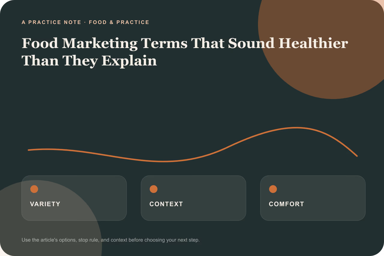 Diagram comparing front-of-pack marketing claims with underlying food characteristics.