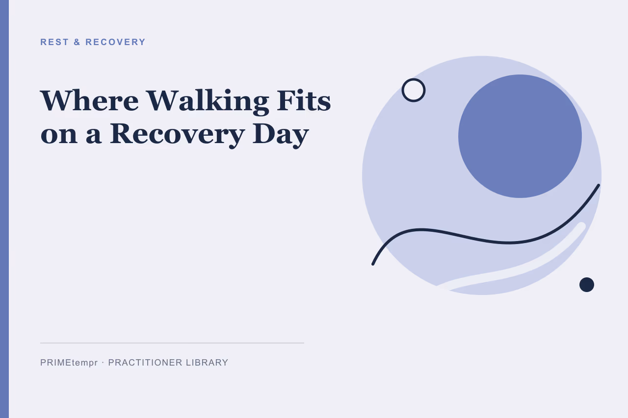 A person walking calmly on a quiet outdoor path during a recovery day.