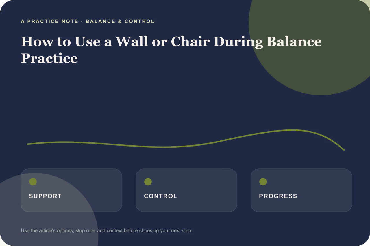 Diagram showing correct wall and chair placement for balance practice.