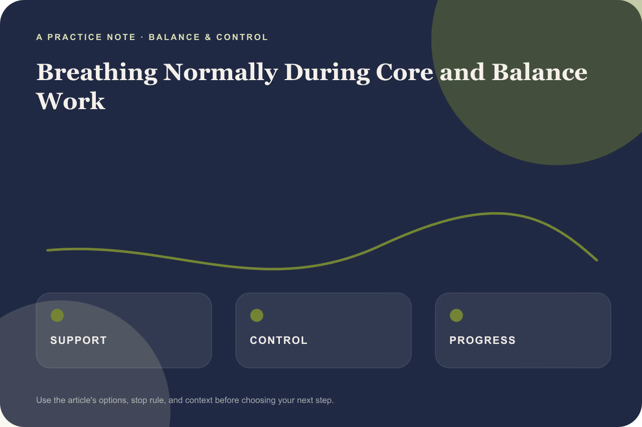 Illustration of using a chair for balance support and breath awareness
