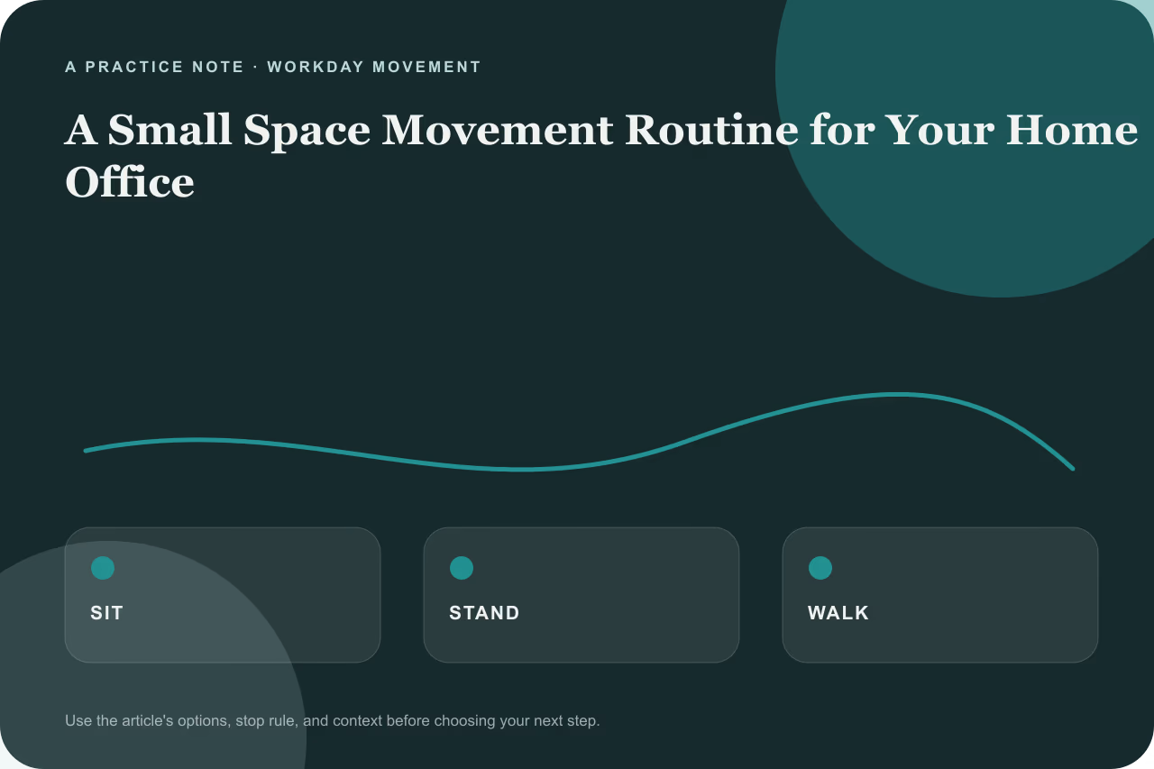 Diagram showing a three-step standing movement sequence for small spaces