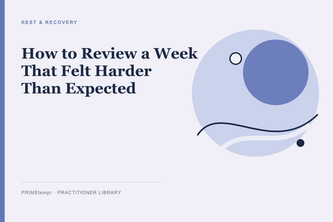 A quiet room with a yoga mat and a journal representing a weekly review.