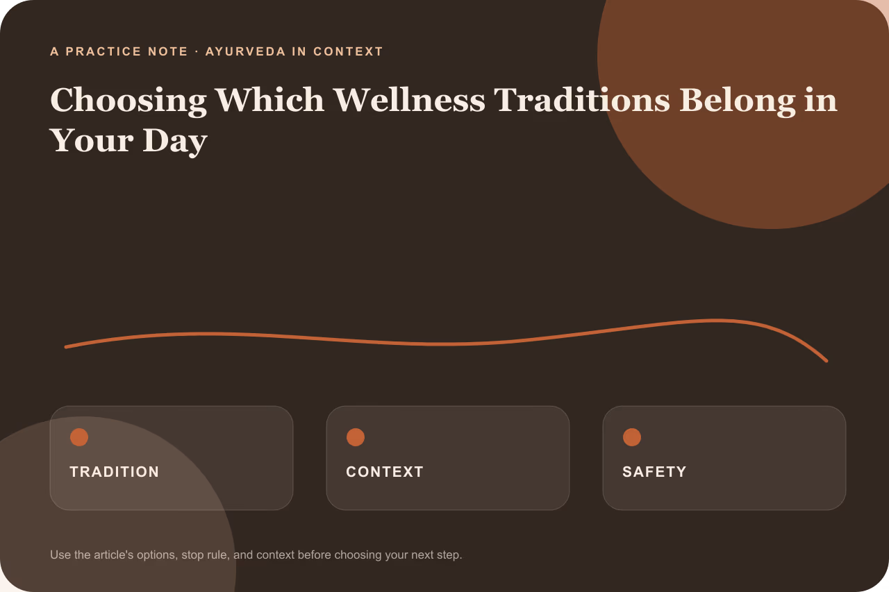 Editorial practice note for a reflection for choosing which wellness traditions belong in your day.